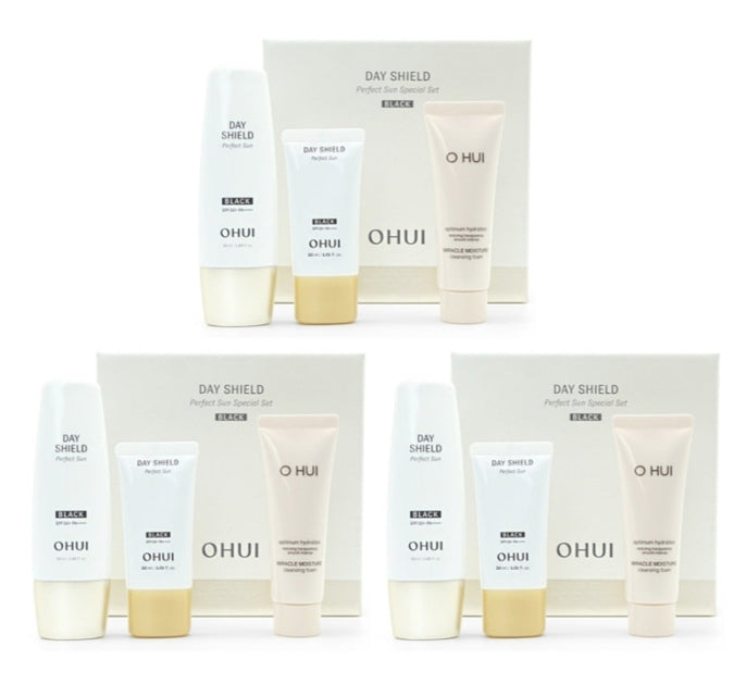 3 x O HUI Day Shield Perfect Sun Black Aug. 2026 Set (3 Items) from Korea