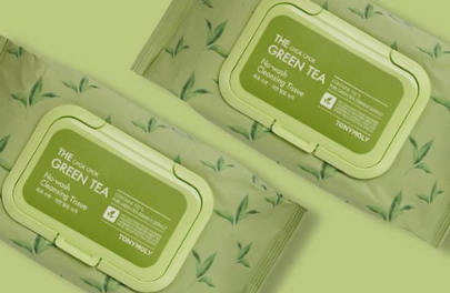 4 x TONYMOLY The Chok Chok Green Tea No-wash Cleansing Tissue (100 sheets) from Korea