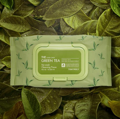 4 x TONYMOLY The Chok Chok Green Tea No-wash Cleansing Tissue (100 sheets) from Korea