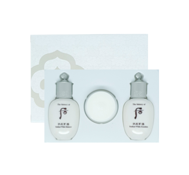 [Trial Kit] The History of Whoo Gongjinhyang:Seol Mibaek Radiant White Trial Kit 2 (3 Items) from Korea by sample