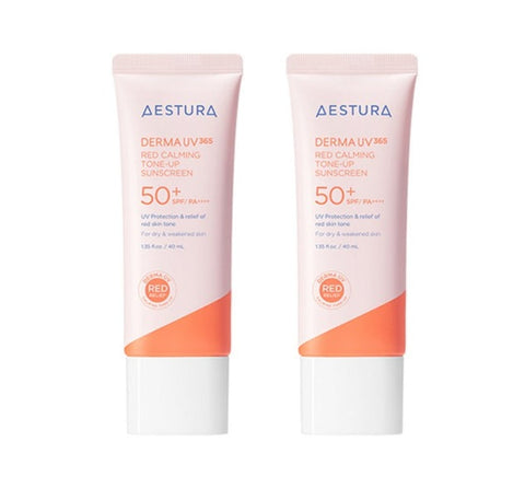 2 x AESTURA Derma UV365 Red Calming Tone-Up Sunscreen 40ml from Korea