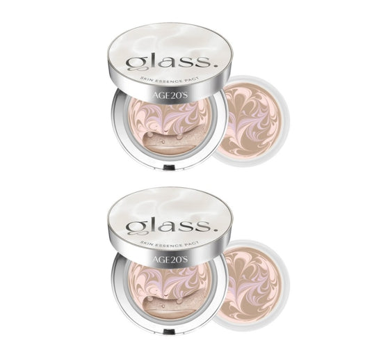 2 x AGE 20's Glass Skin Essence Pact Glow (Main+Refill) #23 Netural Beige SPF50+ PA++++ from Korea