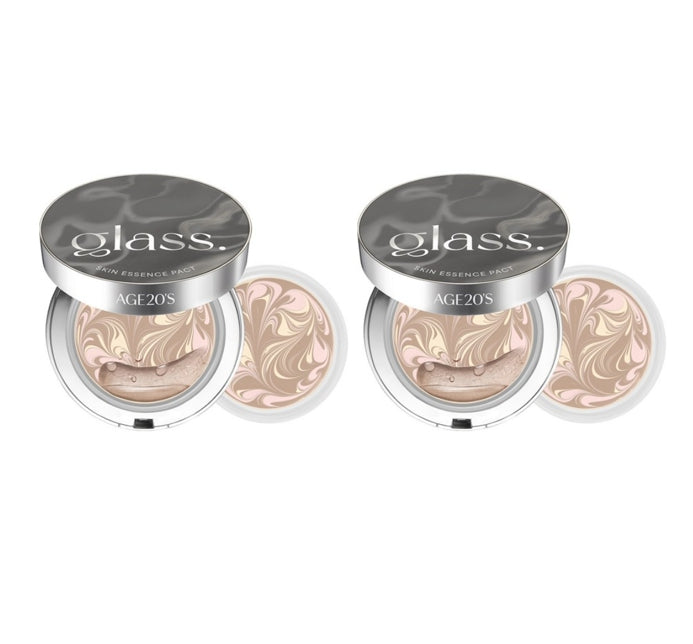 2 x AGE 20's Glass Skin Essence Pact Perfect 12.5g, Main+Refill #21 #23 from Korea