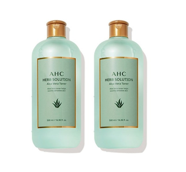 2 x AHC Herb Solution Aloe Vera Toner 500ml from Korea