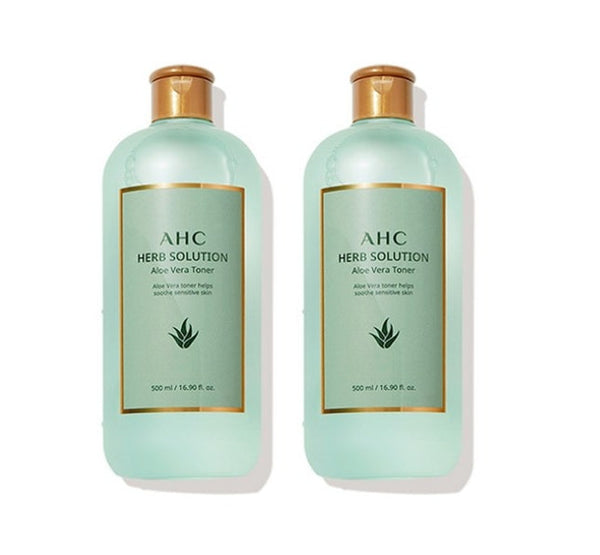 2 x AHC Herb Solution Aloe Vera Toner 500ml from Korea