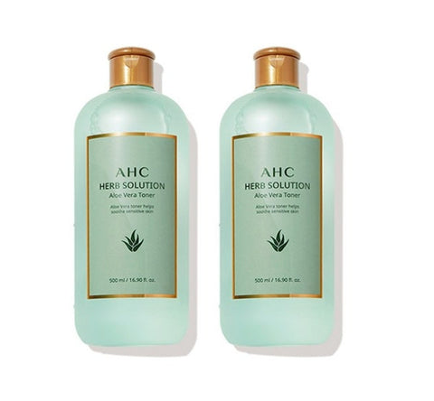 2 x AHC Herb Solution Aloe Vera Toner 500ml from Korea