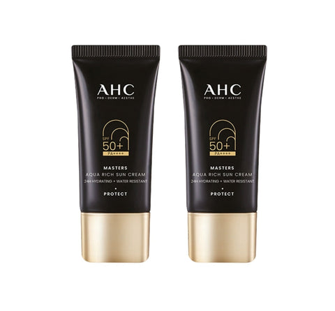 2 x AHC Masters Aqua Rich Sun Cream SPF50+ PA++++ 30ml from Korea