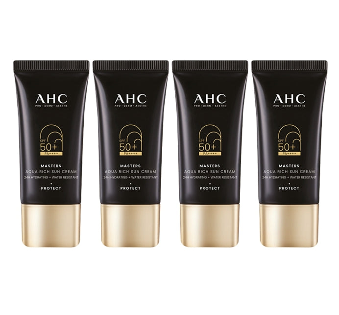 4 x AHC Masters Aqua Rich Sun Cream 30ml SPF50+ PA++++ from Korea