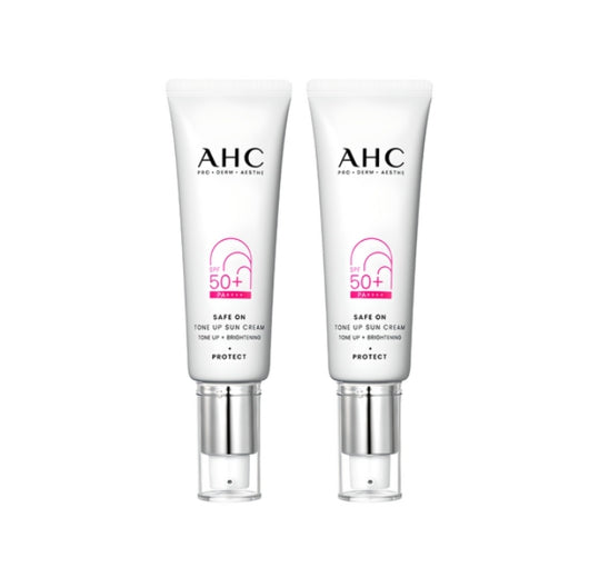 2 x AHC Safe On Tone Up Sun Cream 50ml, SPF50+ PA ++++ from Korea