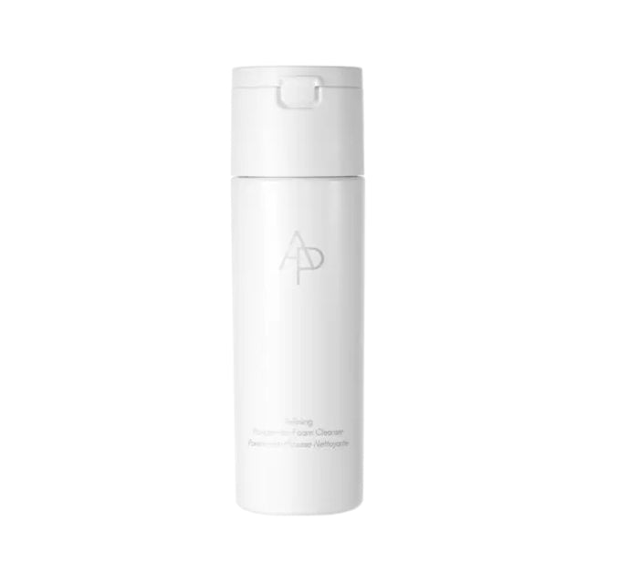 AP BEAUTY Refining Powder-to-Foam Cleanser for daily exfoliation and gentle cleansing with a brightening foam formula
