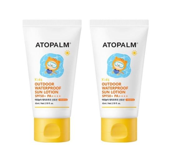 2 x ATOPALM Kids Outdoor Waterproof Sun Lotion 65ml SPF50+ PA++++ from Korea
