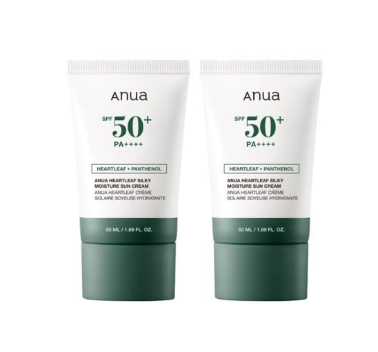 2 X Anua Heartleaf Silky Moisture Sun Cream 50ml from Korea
