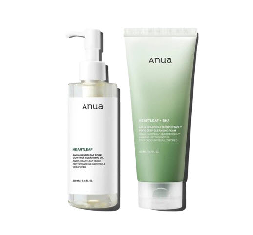 Anua Heartleaf Pore Control Cleansing Oil 200ml + Heartleaf Quercetinol Pore Deep Cleansing Foam 150ml from Korea by Anua