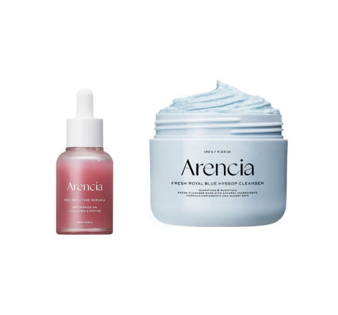 Arencia Blue Hyssop Rice Mochi Cleanser 120g + Red Smoothie Serum 8 30ml from Korea by Arencia