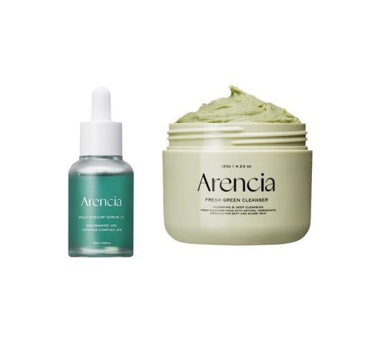Arencia Fresh Green Rice Mochi Cleanser 120g + Holy Hyssop Serum 12 30ml from Korea by Arencia