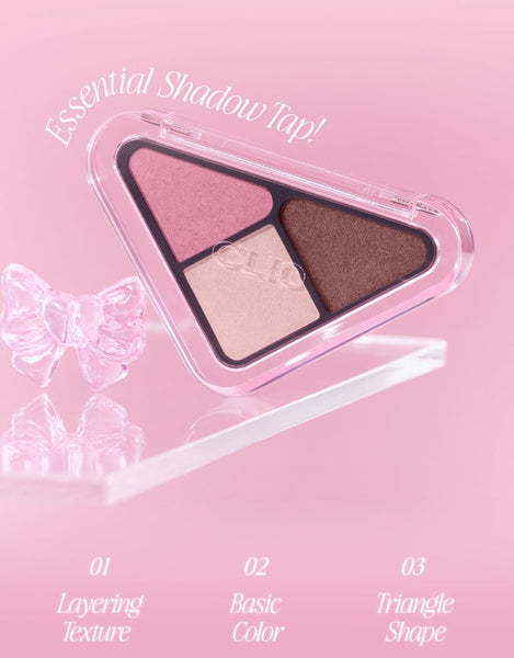 CLIO Essential Shadow Tap, 3-Colour Eyeshadow Palette, 5 Options from Korea