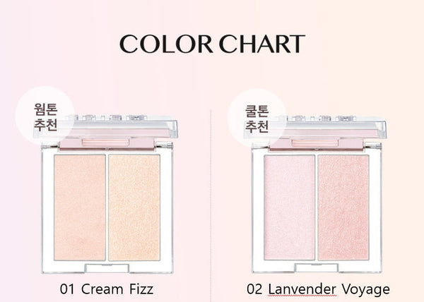 2 x CLIO Prism Highlighter Duo, 2 Colour Options from Korea