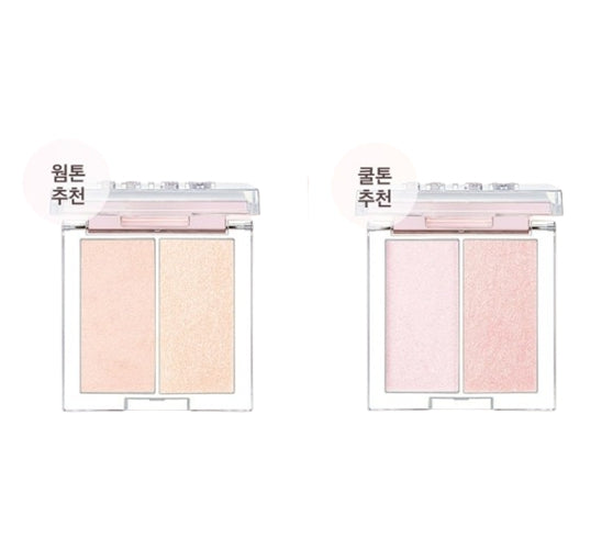 2 x CLIO Prism Highlighter Duo, 2 Colour Options from Korea