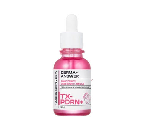 Pink skincare serum bottle with dropper on a white background