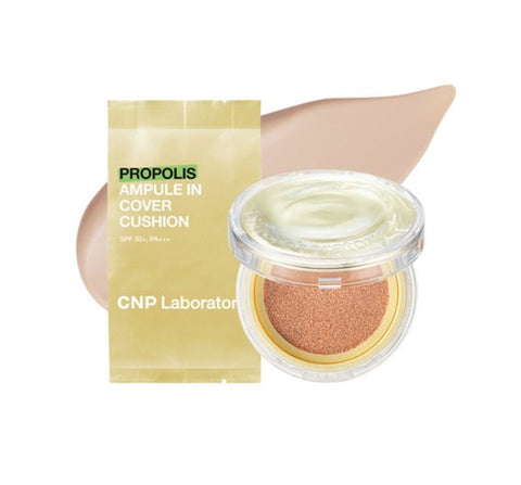 CNP Laboratorios propolis ampule in cover cushion with packaging on a white background