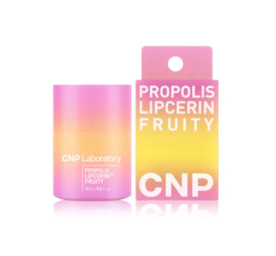 CNP Laboratory Propolis Lipcerin Fruity packaging with gradient design on a white background