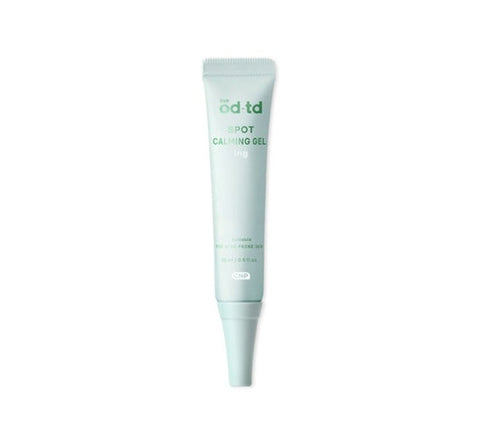 Tube of 'dd td' spot calming gel on a white background