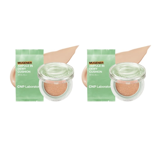 2 x CNP Laboratory Mugener Ampule In Dewy Cushion Set (Main + Refill) #21 Light Beige SPF50 PA+++ from Korea