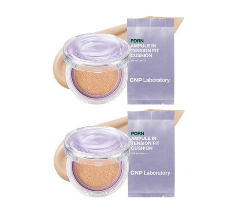 2 x CNP Laboratory PDRN Ampule In Tension Fit Cushion Set (Main + Refill) #21 Light Beige SPF50 PA+++ from Korea