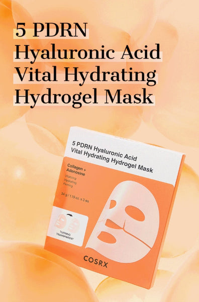 2 x COSRX 5 PDRN Hyaluronic Acid Vital Hydrating Hydrogel Mask (3 Sheets) from Korea