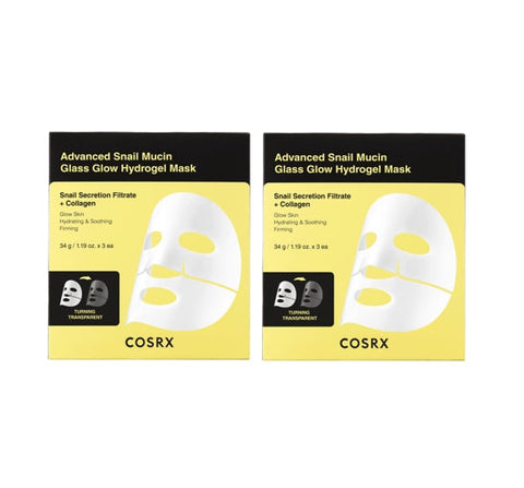 2 X COSRX Advanced Snail Mucin Glass Glow Hydrogel Mask (3 Sheets) from Korea