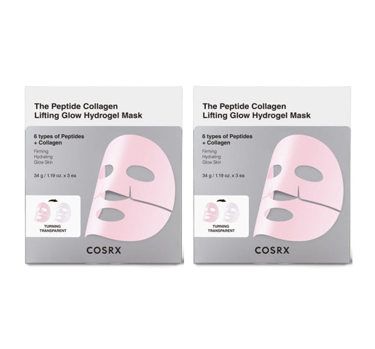 2 X COSRX The Peptide Collagen Lifting Glow Hydrogel Mask (3 Sheets) from Korea