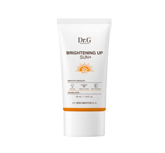 Dr.G Brightening Up Sun+ sunscreen tube on a white background