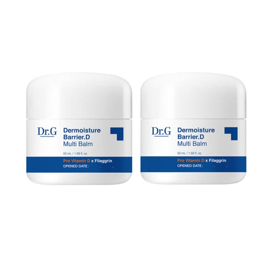 Two jars of Dr.G Dermmoisture Barrier D Multi Balm on a white background