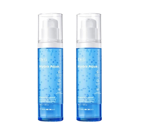 Two bottles of Dr.G Hydra Aqua Capsule Essence, 50ml each, with a blue and white label, displayed against a white background.