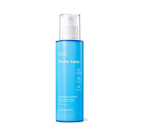 A blue bottle of Dr.G Hydra Aqua Comforting Emulsion, 150ml.