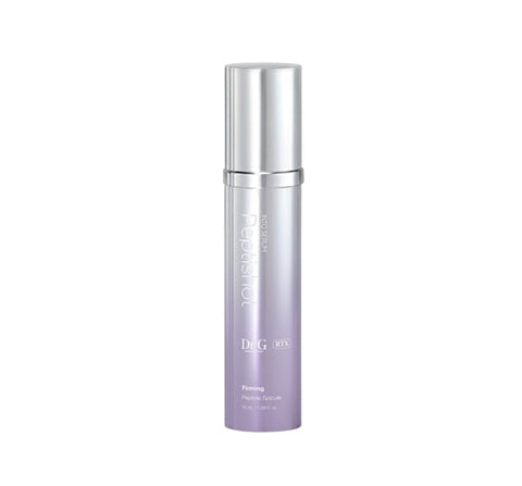 Skincare bottle with silver cap and purple body on a white background