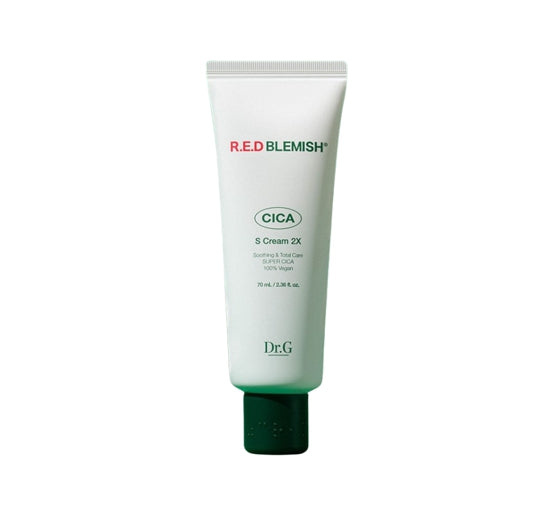 Tube of R.E.D Blemish Cica S Cream 2X by Dr.G on a white background