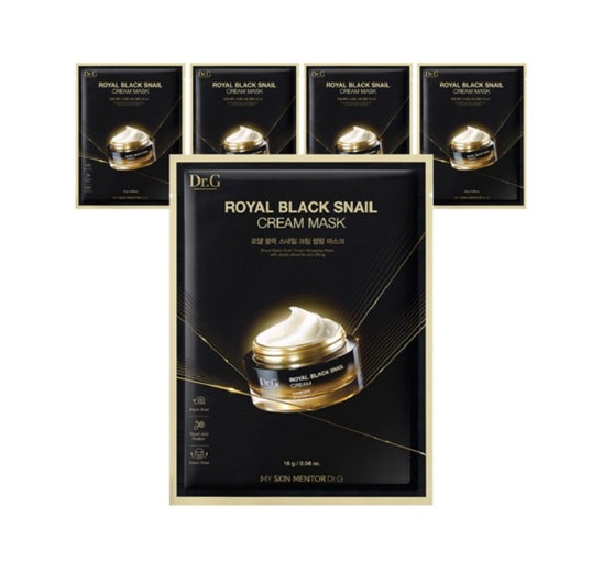 Royal Black Snail Cream Mask packaging with gold accents on a white background