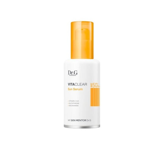 Dr.G VitaClear serum bottle with orange cap on a white background