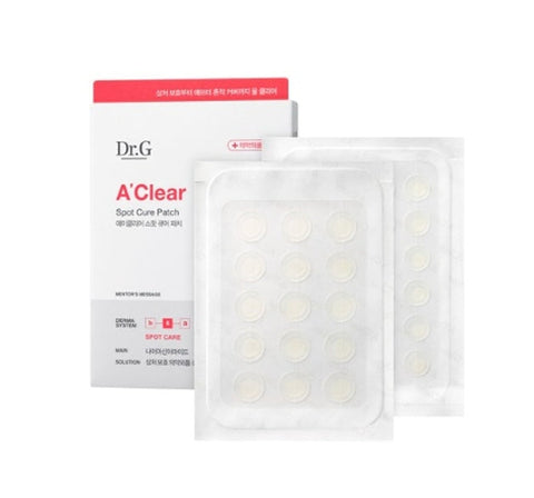 Packaging of Dr.G A-Clear Spot Cure Patch, showing two packs of round hydrocolloid patches.