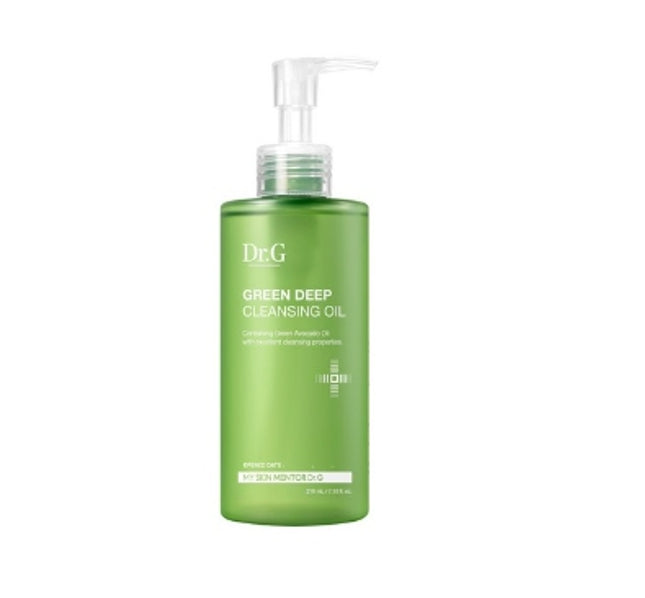 A green pump bottle of Dr.G Deep Cleansing Oil with a capacity of 210ml.