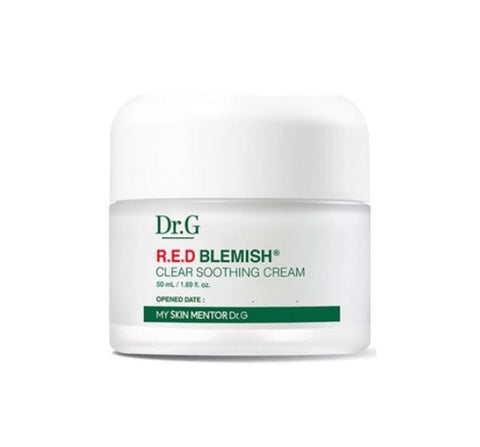 Dr.G R.E.D Blemish Clear Soothing Cream jar on a white background