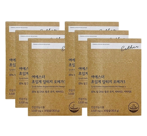 6 x ESTHER FORMULA Supercritical rTG Omega-3 with Vitamin D & E (30 Capsules)  from Korea