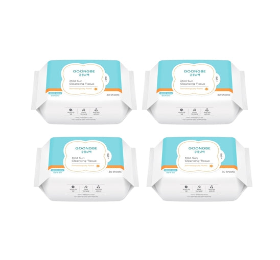 4 X GOONGBE Mild Sun Cleansing Tissue 30 Sheets from Korea