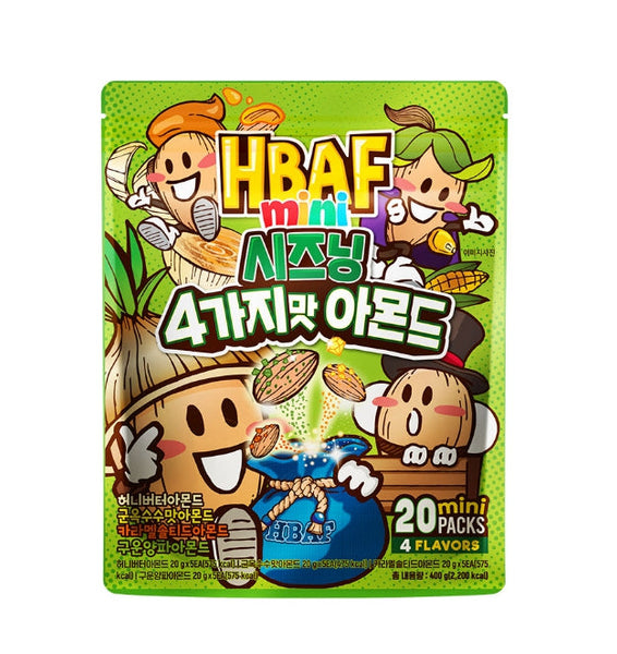 HBAF 4-Flavour Almonds Mini Packs, 4 Flavours x 5 Packs from Korea