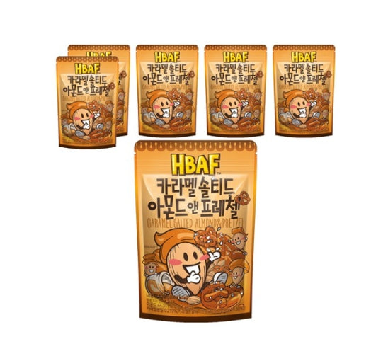 6 X HBAF Caramel Salted Almond & Pretzel 120g from Korea by HBAF