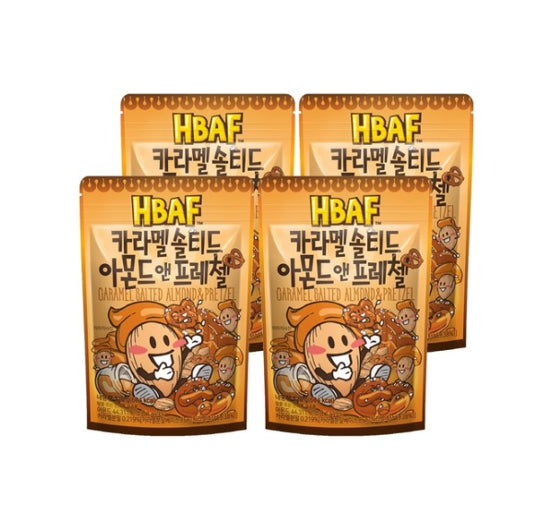4 X HBAF Caramel Salted Almond & Pretzel 120g from Korea by HBAF