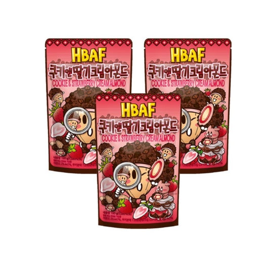 3 X HBAF Cookie & Strawberry Cream Almond 190g from Korea by HBAF