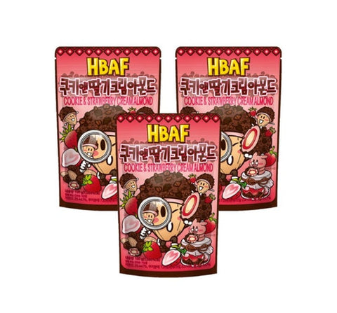 3 X HBAF Cookie & Strawberry Cream Almond 190g from Korea by HBAF