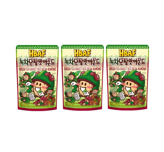 3 X HBAF Green Tea Sweet Red Bean Almond 190g from Korea by HBAF